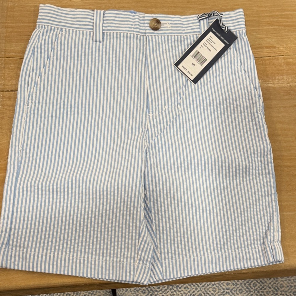 Vineyard Vines Blue Seersucker Striped Boy's Shorts NWT